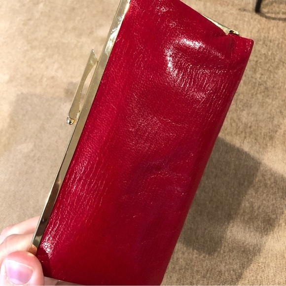 Vintage Red Leather Kisslock Wallet Purse - Picture 2 of 12